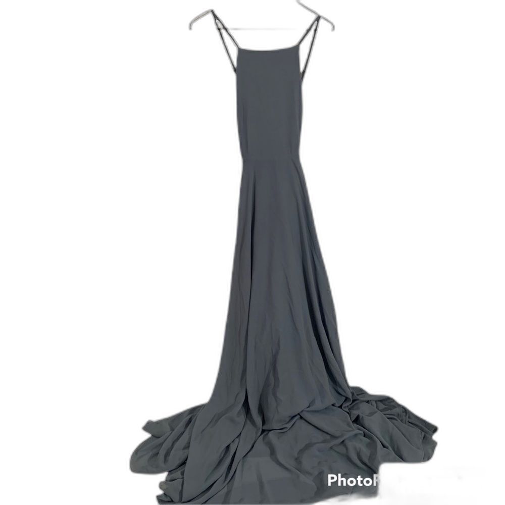 Lulu's Womens Sleeveless Cross Back Strap Long Maxi Dress Blue Size Small